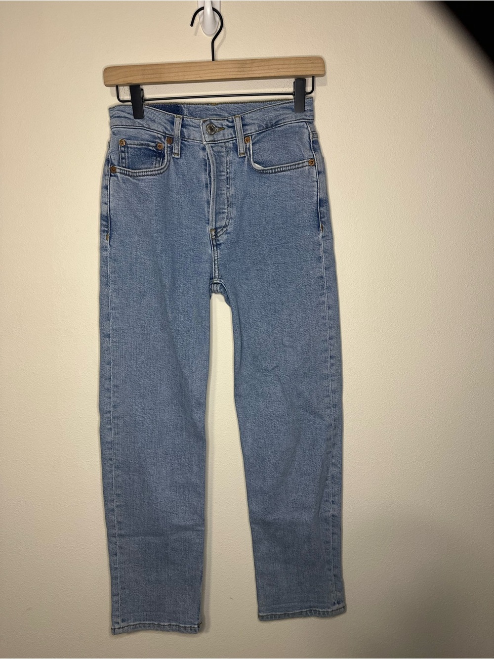 RE/DONE 70S STOVE PIPE JEAN NAF style 190-3WSTV27 waist 26” - Picture 10 of 12